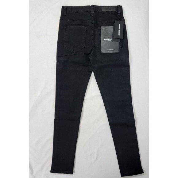 Homme + Femme Black Denim Jeans Size 26 Logo Side Stripe Orange Pink NEW NIB - Picture 7 of 12
